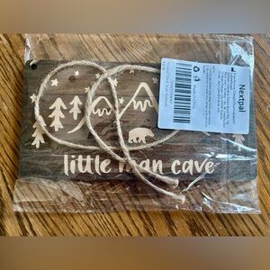 Wooden 'little man cave' Nursery Sign - Brown & Cream
